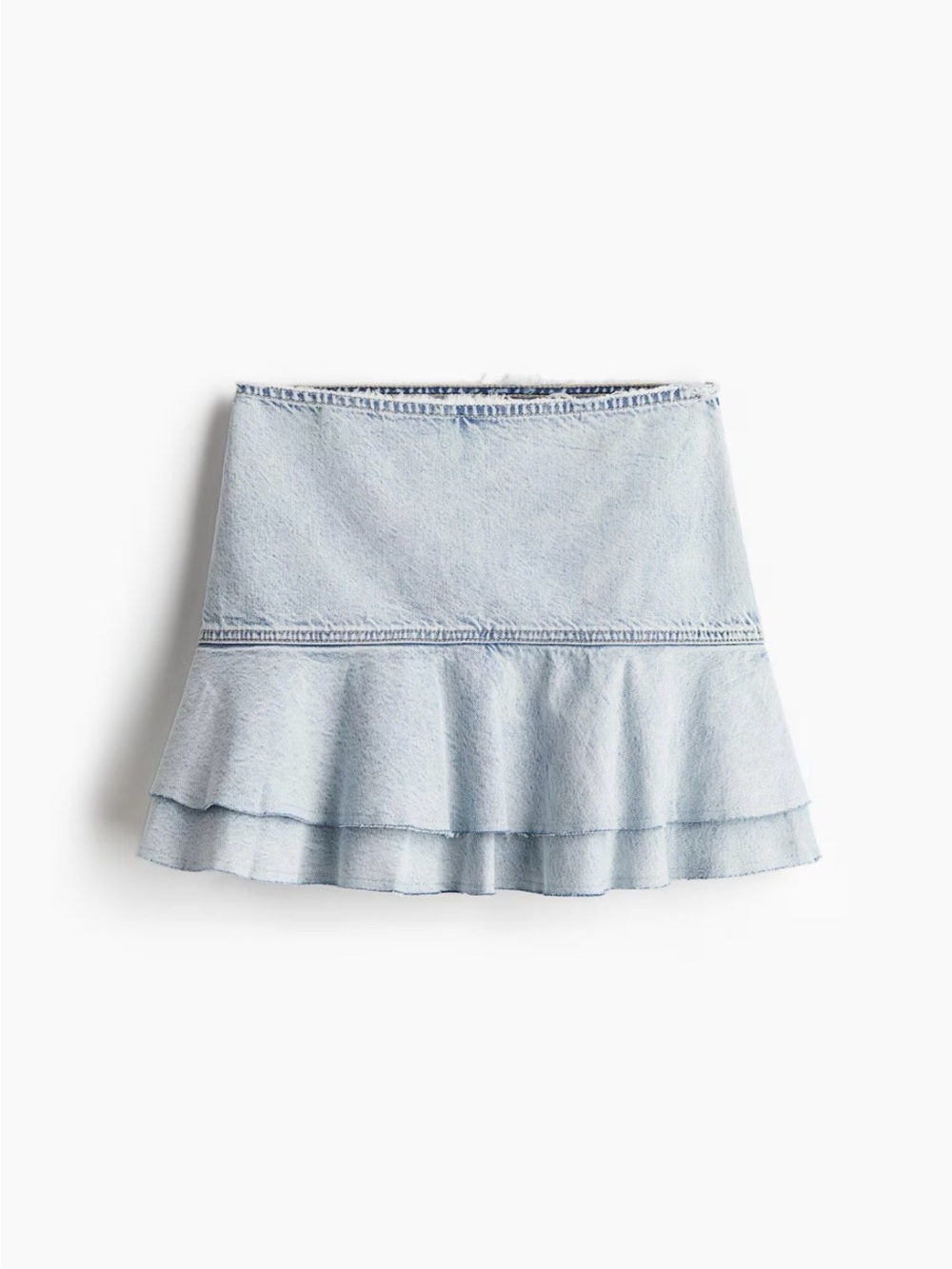 H&M Light Blue Double Ruffle Mini Skirt